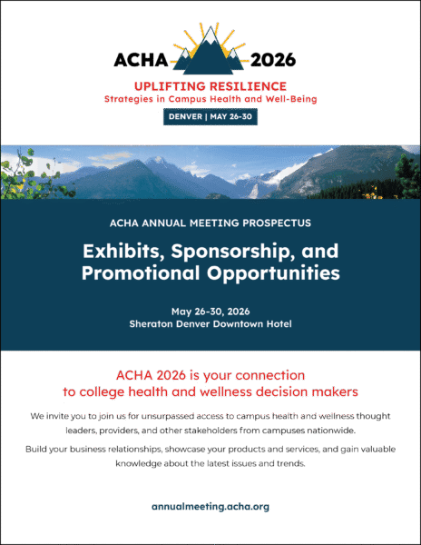 Cover image of the ACHA 2026 Exhibits, Sponsors, and Promotional Opportunities brochure